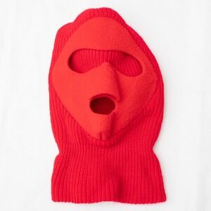 Vtg Red Balaclava Ski Mask Snow Eye Cut Out One Size 70s 80s USA Made